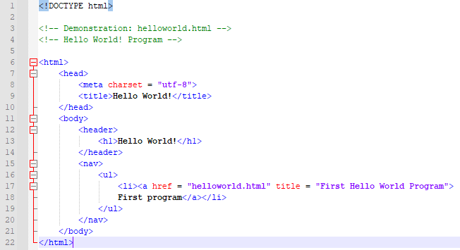 Hello World program 2 in HTML