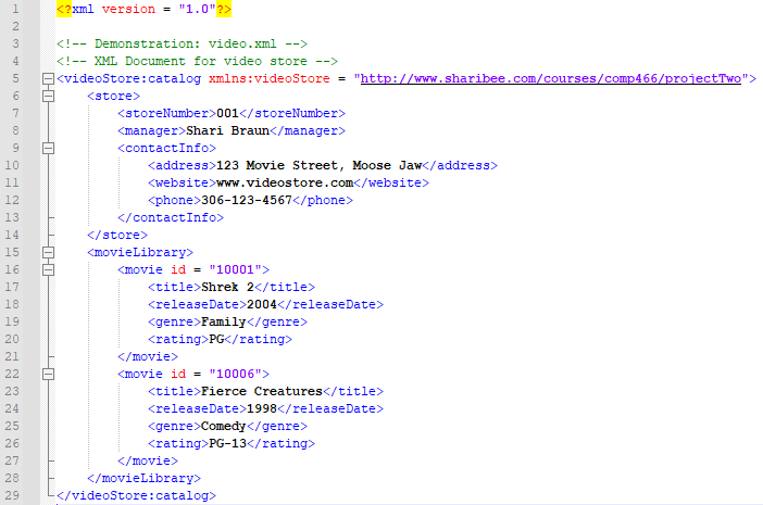 Movie information in XML Document